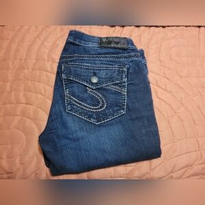 Silver Jeans Women's Skinny Indigo Blue Jeans with Embroidered Back Pocket